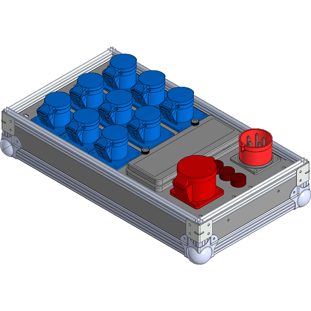 BELBOX BB-3213-2PR, устройство распределительное в кейсе, вход CEE-380В/32А, выход CEE-380В/32A + 9хCEE-220В/16А, индикаторы