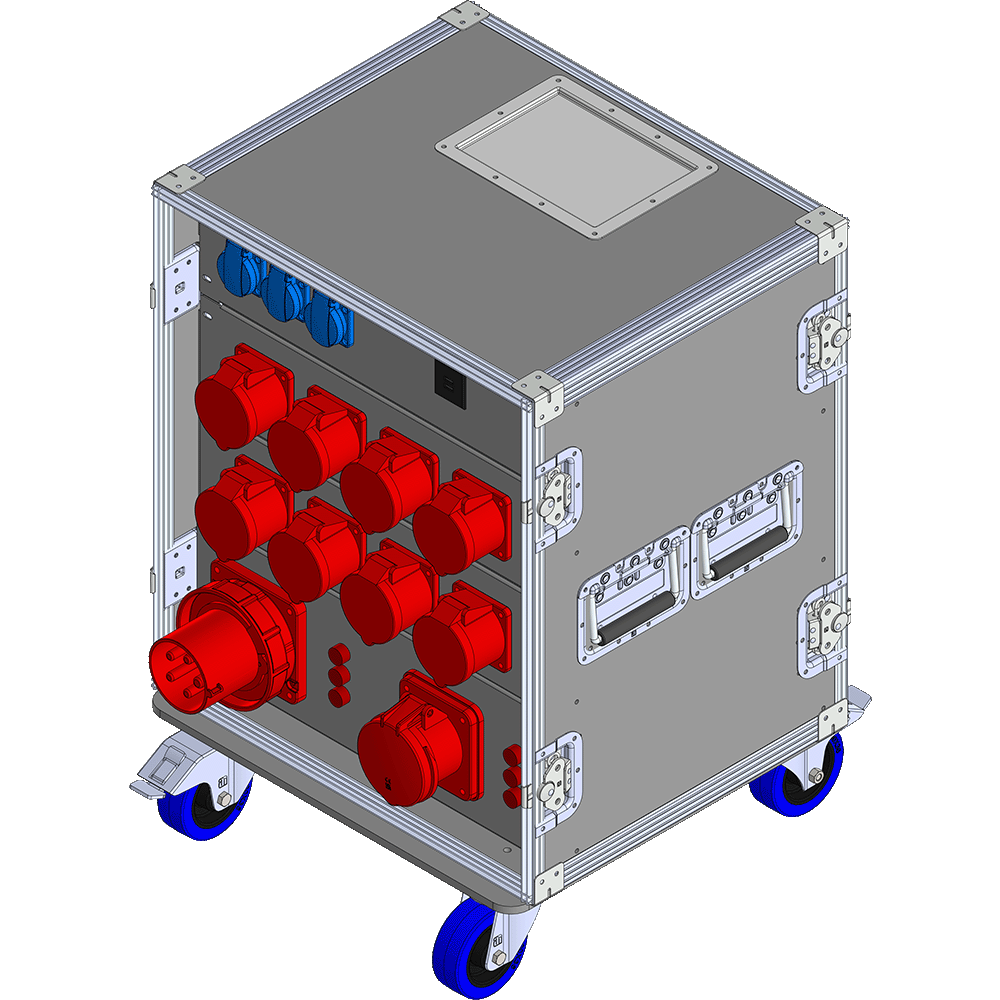 BELBOX BB-12501-1PR, устройство распределительное в кейсе, вход CEE-380В/125А, выход 1хСЕЕ63А + 8xCEE380В/32А + 3хSCHUKO220В/16А, USB, индикаторы