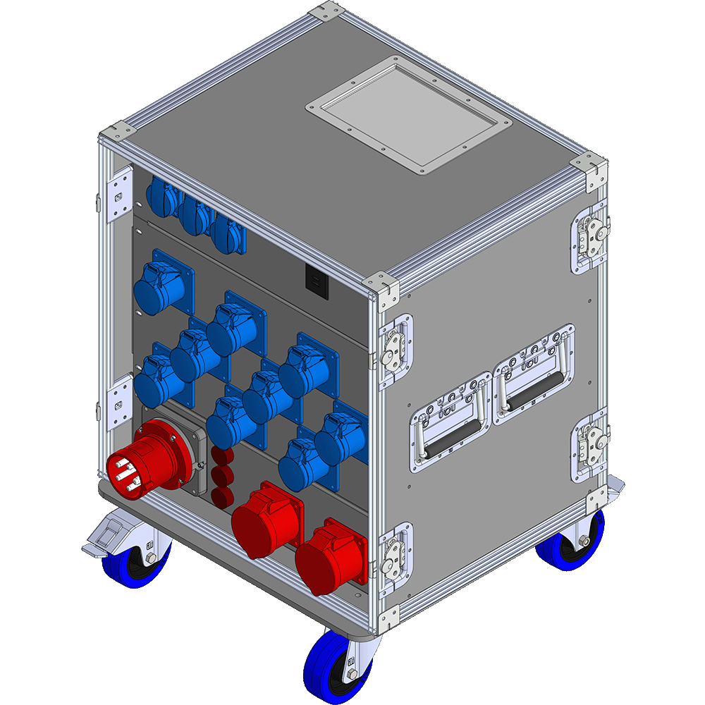 BELBOX BB-6415-3PR, устройство распределительное в кейсе, вход CEE-380В/63А, выход 2xCEE-380В/32A + 9xCEE-380В/16А + 3хSCHUKO-220В/16А, индикаторы